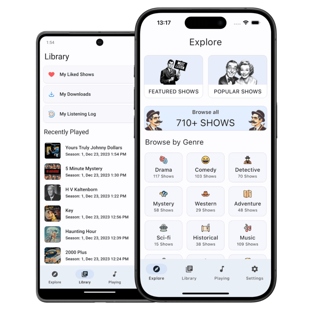 Preview of the Old Time Radio Shows mobile app